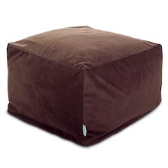 Majestic Home Goods Ottoman Pouf Faux Suede Dark Brown