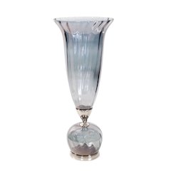 Ayers Smoked Glass Trumpet Vase Tall