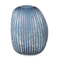 Yale Blue Asymmetrical Glass Vase- Large