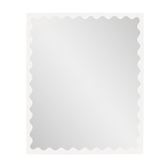 Santosh Rectangular Mirror with Inner Scalloped Edge in Glossy White