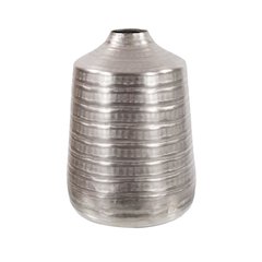 Chiseled Silver Cylinder Vase- Large