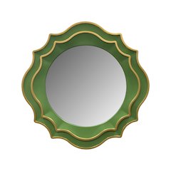 Ethan Round Scalloped Mirror Green