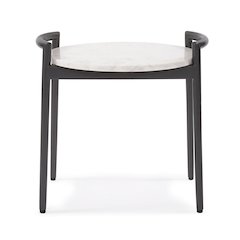 Round Side Table with White Marble Top