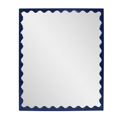 Santosh Rectangular Mirror with Inner Scalloped Edge in Glossy Navy