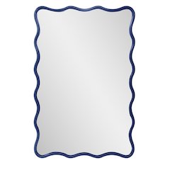 Maya Rectangular Waved Edge Mirror in Glossy Navy