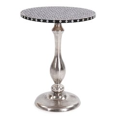 Nickel Metal with Bone Top Martini Table