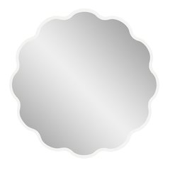 Kushi Round Scalloped Edge Mirror in Glossy White