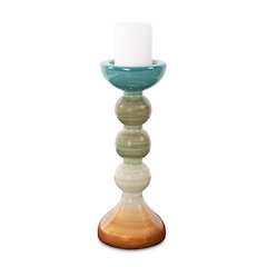 Capri Stripe Glass Candle Holder- Short