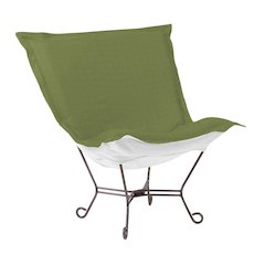 Patio Scroll Puff Chair Seascape Moss Titanium Frame