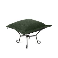Scroll Puff Ottoman Titanium-  Barbet Forest/Black