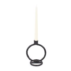 Single Circle Arman Aluminum Candlestick in Black
