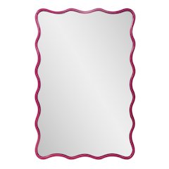 Maya Rectangular Waved Edge Mirror in Glossy Hot Pink