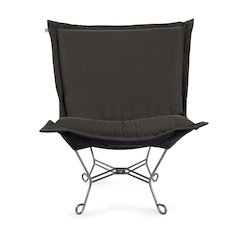 Scroll Puff Chair Sterling Charcoal Titanium Frame