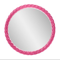 Gita Braided Round Mirror in Glossy Hot Pink