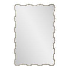 Maya Rectangular Waved Edge Mirror in Glossy Nickel