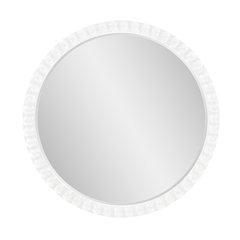 Varsha Round Oversized Beaded Mirror in Glossy White