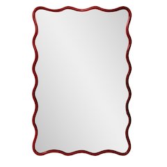 Maya Rectangular Waved Edge Mirror in Glossy Burgundy
