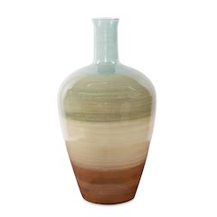 Capri Stripe Glass Bottle Vase- Short