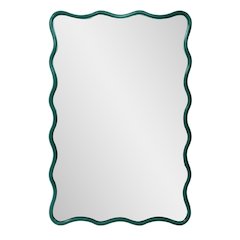 Maya Rectangular Waved Edge Mirror in Glossy Hunter Green