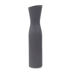Larek Asymmetrical Charcoal Gray Contemporary Ceramic Short Vase