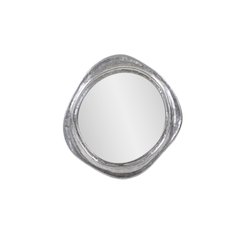 Martine Abstract Cast Iron Mirror in Silver