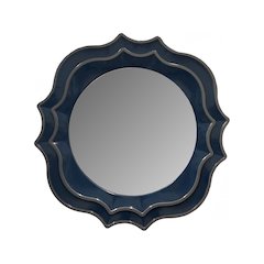 Ethan Round Scalloped Mirror Navy