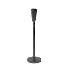 Asher Sculpted Cast Aluminum Candlestick in Ebony- Short