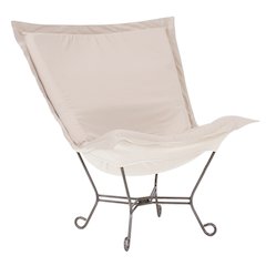 Patio Scroll Puff Chair Seascape Sand Titanium Frame
