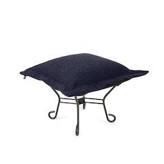 Scroll Puff Ottoman Titanium-  Barbet Royal/Black