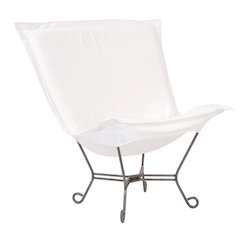 Patio Scroll Puff Chair Seascape Natural Titanium Frame
