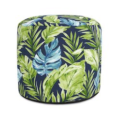 Outdoor Round Tall Pouf Cardoon Indigo