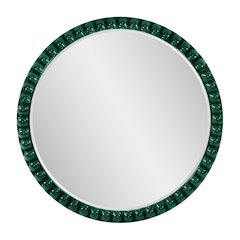 Varsha Round Oversized Beaded Mirror in Glossy Hunter Green