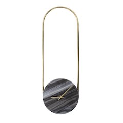 Balance of Mies Black Marble and Stainless Steel Clock