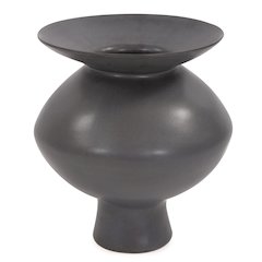 Graphite Ceramic Flared Vase- Medium