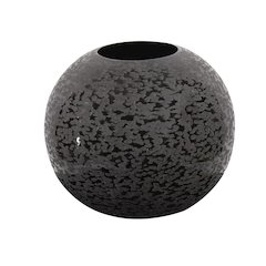 Chiseled Texture Black Iron Globe Vase- Small