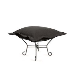 Scroll Puff Ottoman Sterling Charcoal Titanium Frame