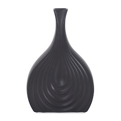 Black Onion Tapered Low Ceramic Vase