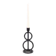 Double Circle Arman Aluminum Candlestick in Black