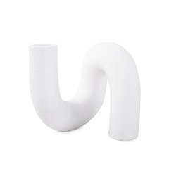 White Abstract Curved Tube Vase Short