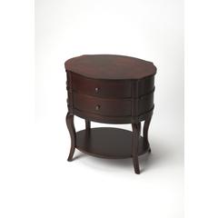 Jarvis Oval 2-Drawer Side Table, Dark Brown