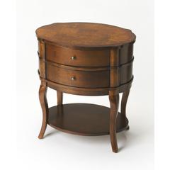 Jarvis Oval 2-Drawer Side Table, Medium Brown