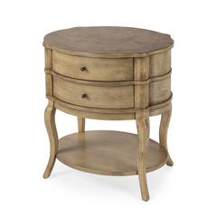 Jarvis Oval 2-Drawer Side Table, Beige
