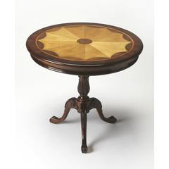 Carissa 30" Round Pedestal Foyer Table, Dark Brown