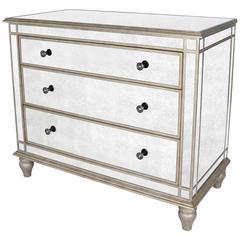 Laflin Mirrored Console Chest, Silver