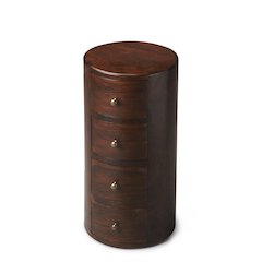 Round End Table with Storage – Side Table with Drawer in Brown Wood
