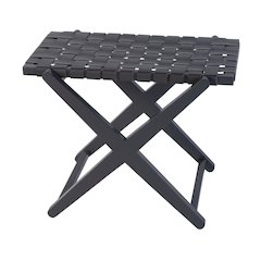 Cipriani 24 in. W Leather & Wood Luggage Rack, Gray