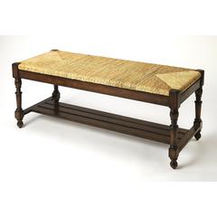 Ravello Woven Wicker 48"W Bench, Dark Brown