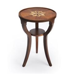 Dalton Round  15.75"W Side Table, Medium Brown