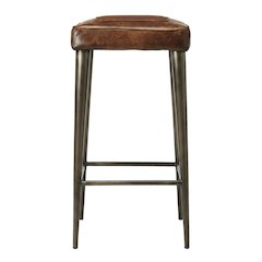 Backless Bar Stool with Leather Seat, Industrial Counter Stool for Kitchen