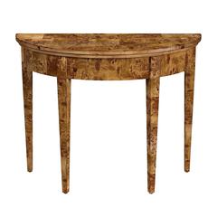 Hampton Demilune Burl 36" Console Table, Medium Brown